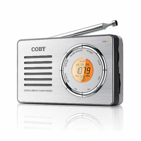 Coby radio portátil color plata